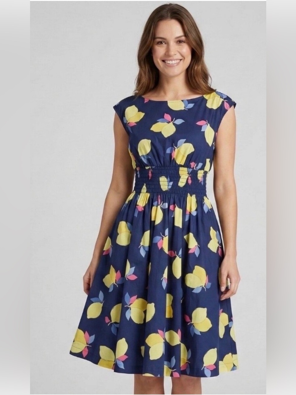 Kate Spade Lemon Zest Print Fit&Flare Cotton Poplin , size 4